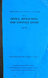 Image of Ophthalmology basic and clinical science course section 2 : optics, refraction, and contact lenses